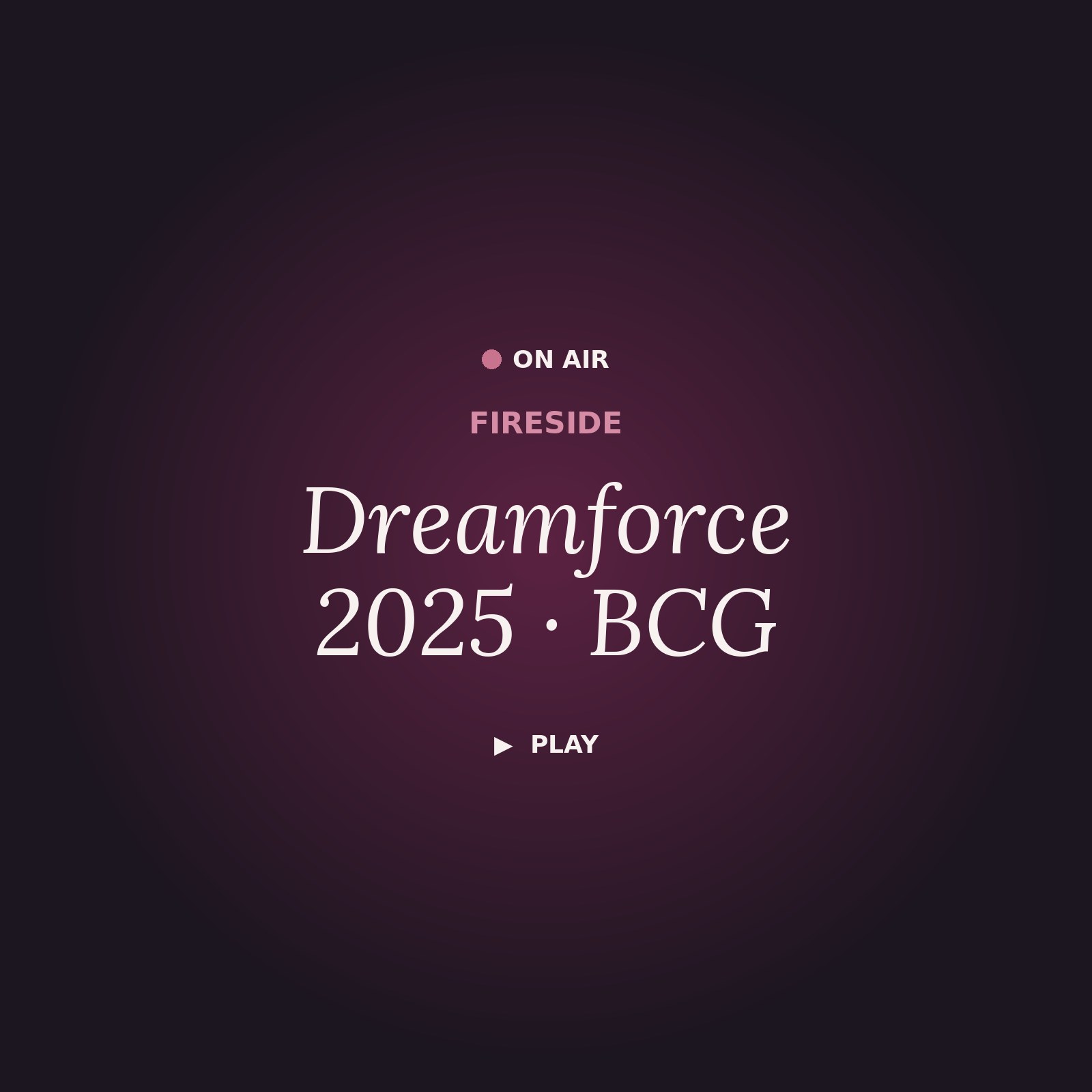 Monica Bowie interviewing a guest in two studio chairs at Dreamforce 2025